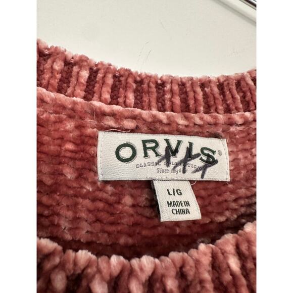 Orvis Large Dusty Rose Pink Crew Neck Cozy Chenille Sweater Fall Winter Layering - Picture 5 of 10